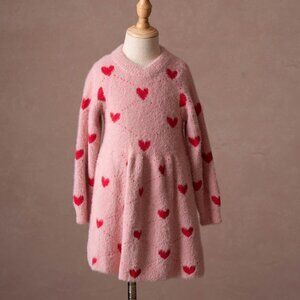 Girl's Valentine Sweater fuzzy dress, size 4-5